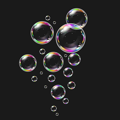 Soap bubbles on a black background air background bubbles color cover easy flying grey invitation postcard rainbow soap vector