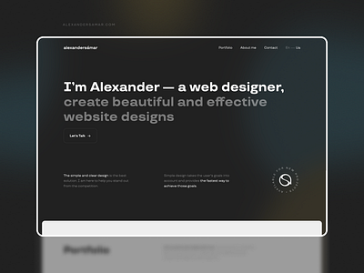 Alexander Samar - Web Designer - Portfolio Website alexandersamar branding design landingpage portfolio ui uiux ux webdesign webdesigner website