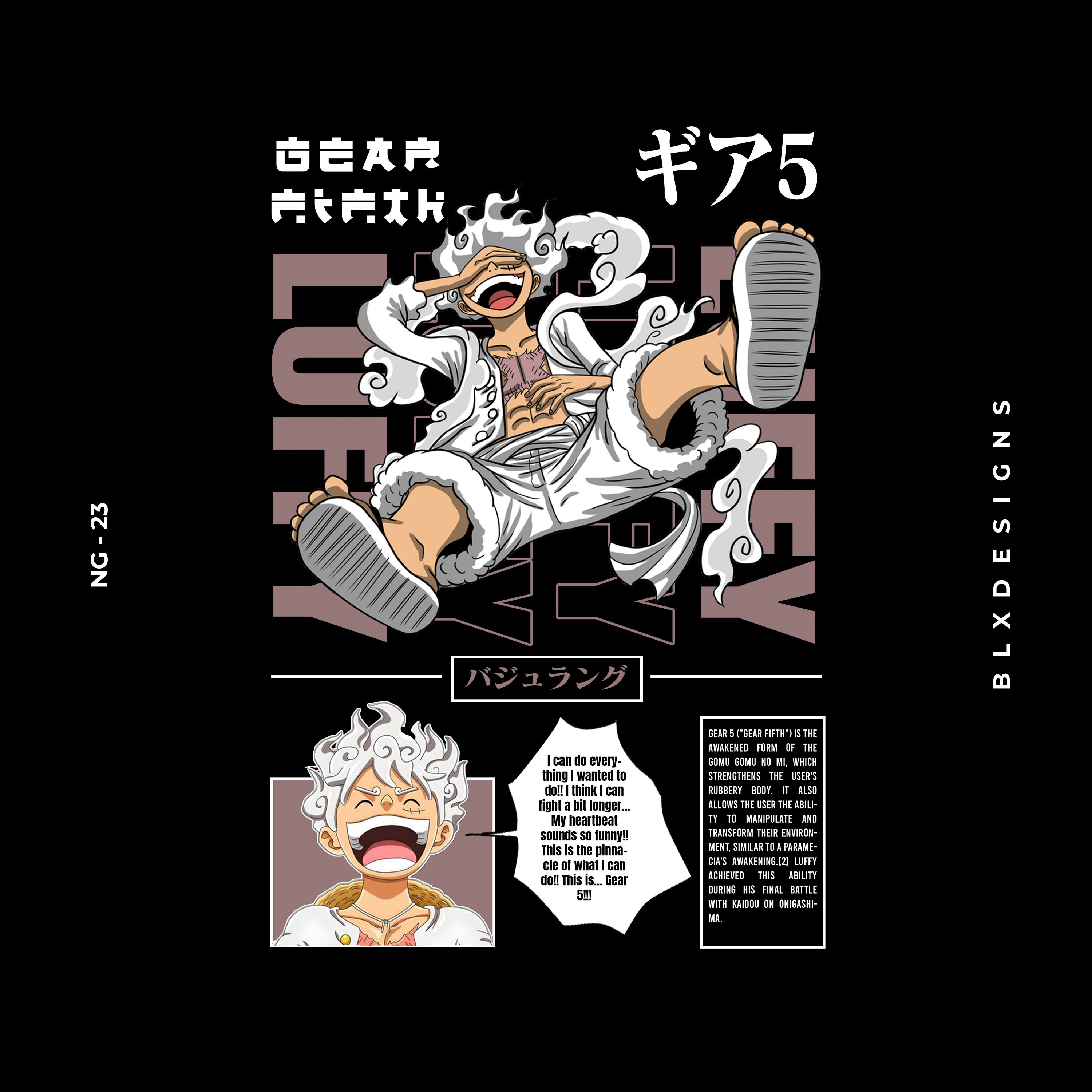 Luffy Gear 5 T-shirt/Hoodie design anime brutalism hoodie luffy manga monkey d luffy one piece streetwear t shirt