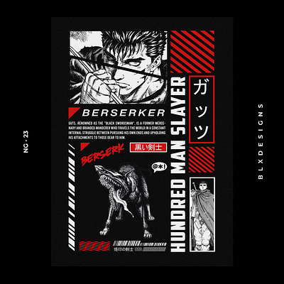 BERSERK POSTER DESIGN anime berserk brutalism guts manga streetwear