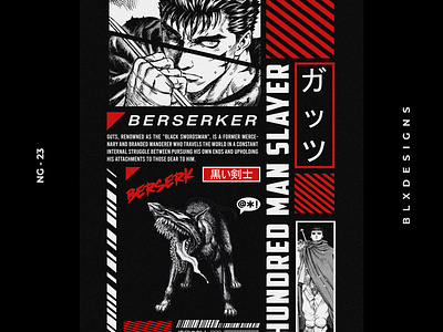 BERSERK POSTER DESIGN anime berserk brutalism guts manga streetwear