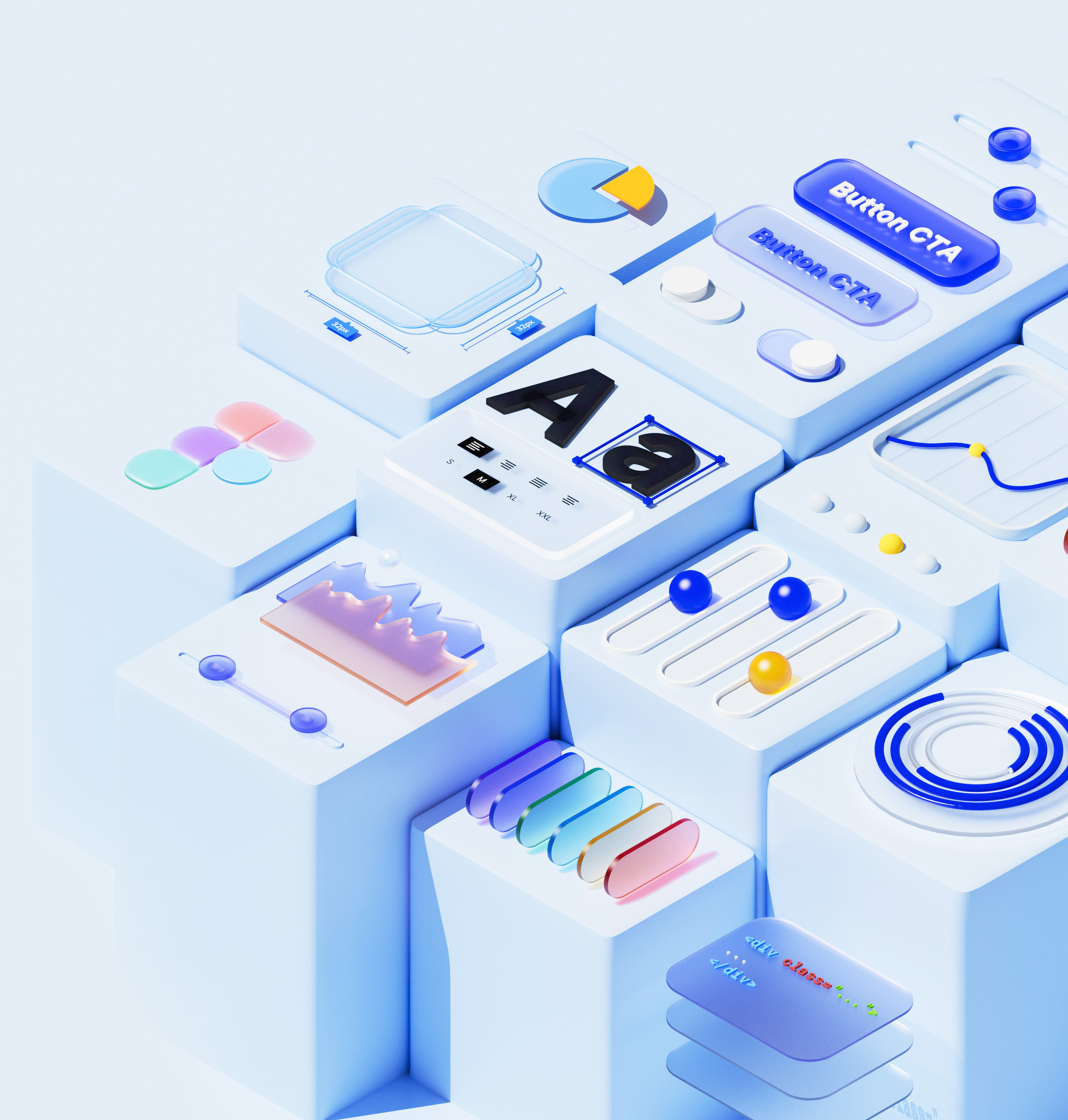 3D UI Elements 3d illustration ui