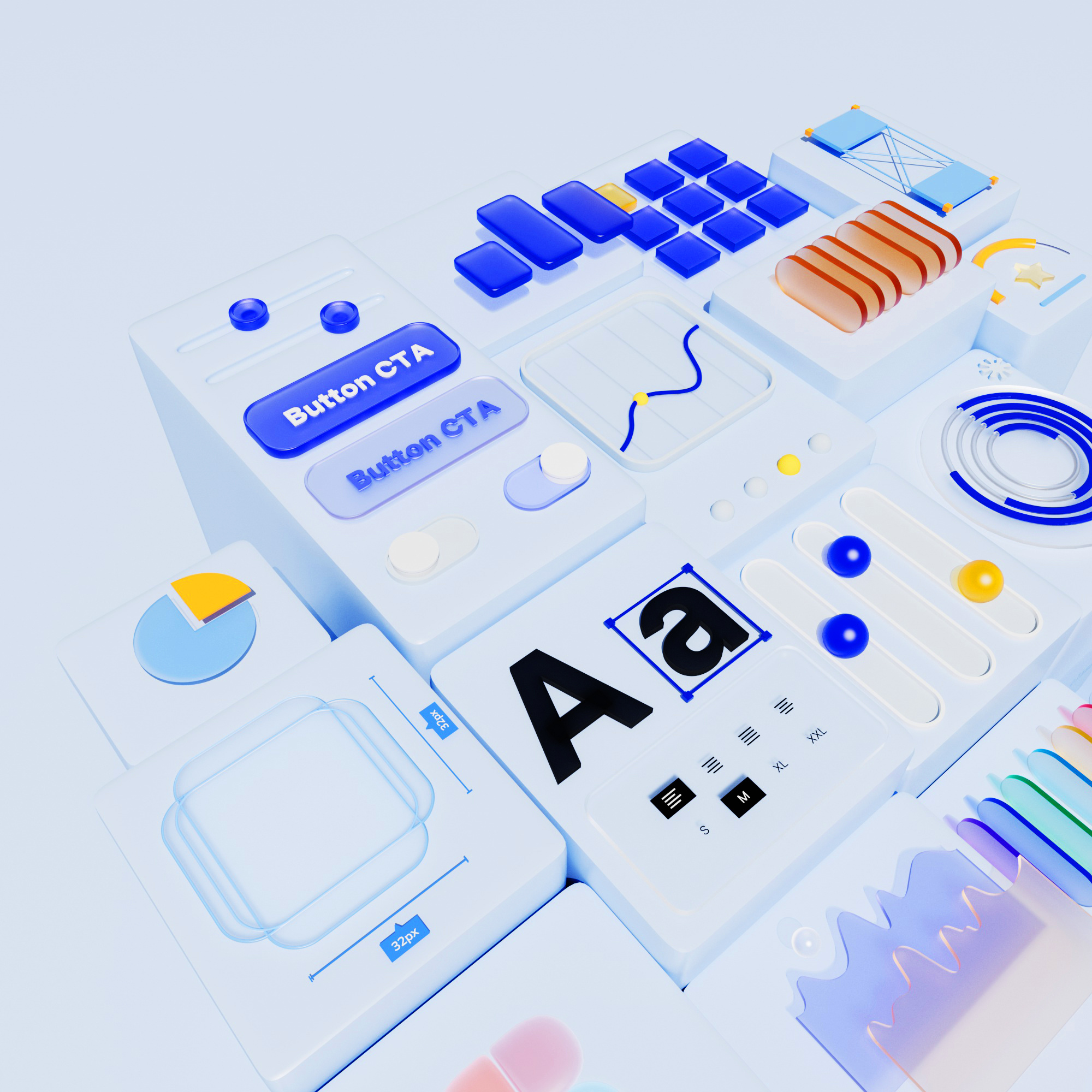 3D UI Elements by Tania Adamenko on Dribbble
