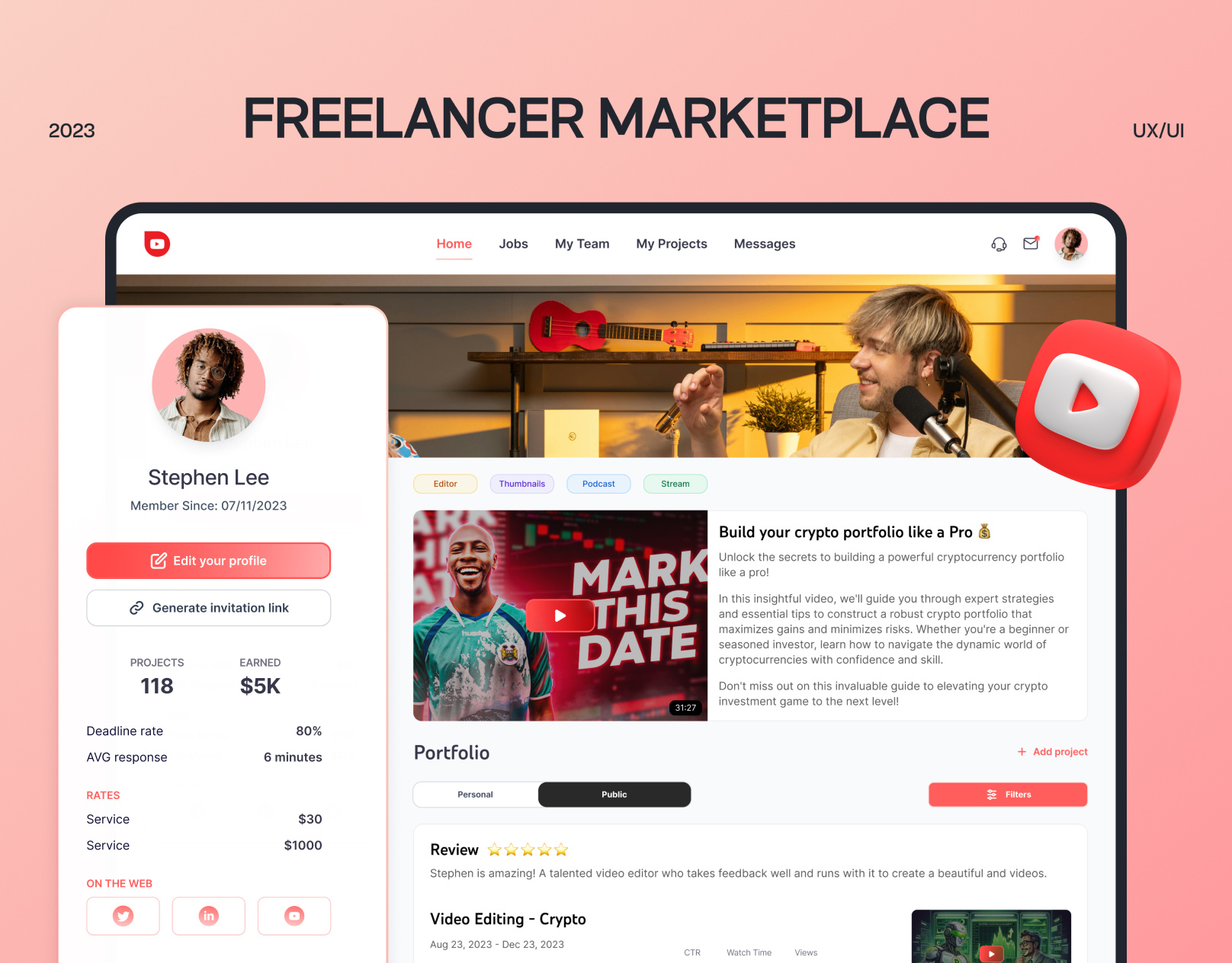💼 Freelancer Marketplace Job Board Hiring Recruiting Web App app dashboard dashboard design design job board design marketplace marketplace design profile design saas design saas platform design ui uiux user experience user interface ux web app design web application design web design web platform web platform design