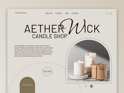 Candle Shop website design aesthetic branding candle design graphic design illustration neutral ui ux web web design