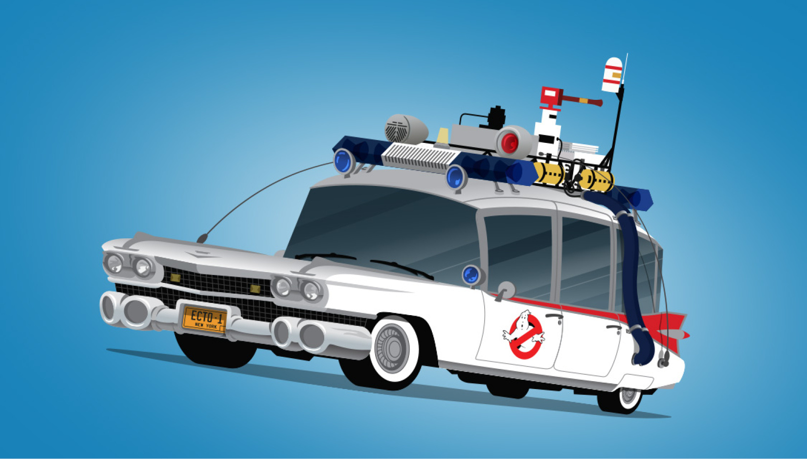 Ghostbusters Ecto-1 illustration cartoon ghostbusters illustration pop culture vector