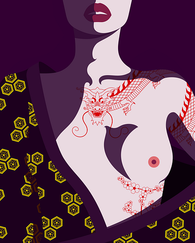 kimono+tattoos design digital art graphic design illustration vector vectorart