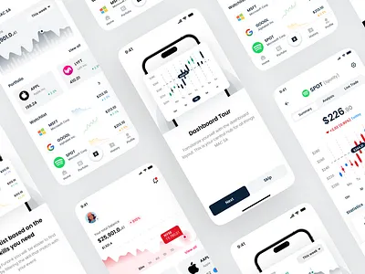 Stock Market Application clean finnance minimal mobile ui