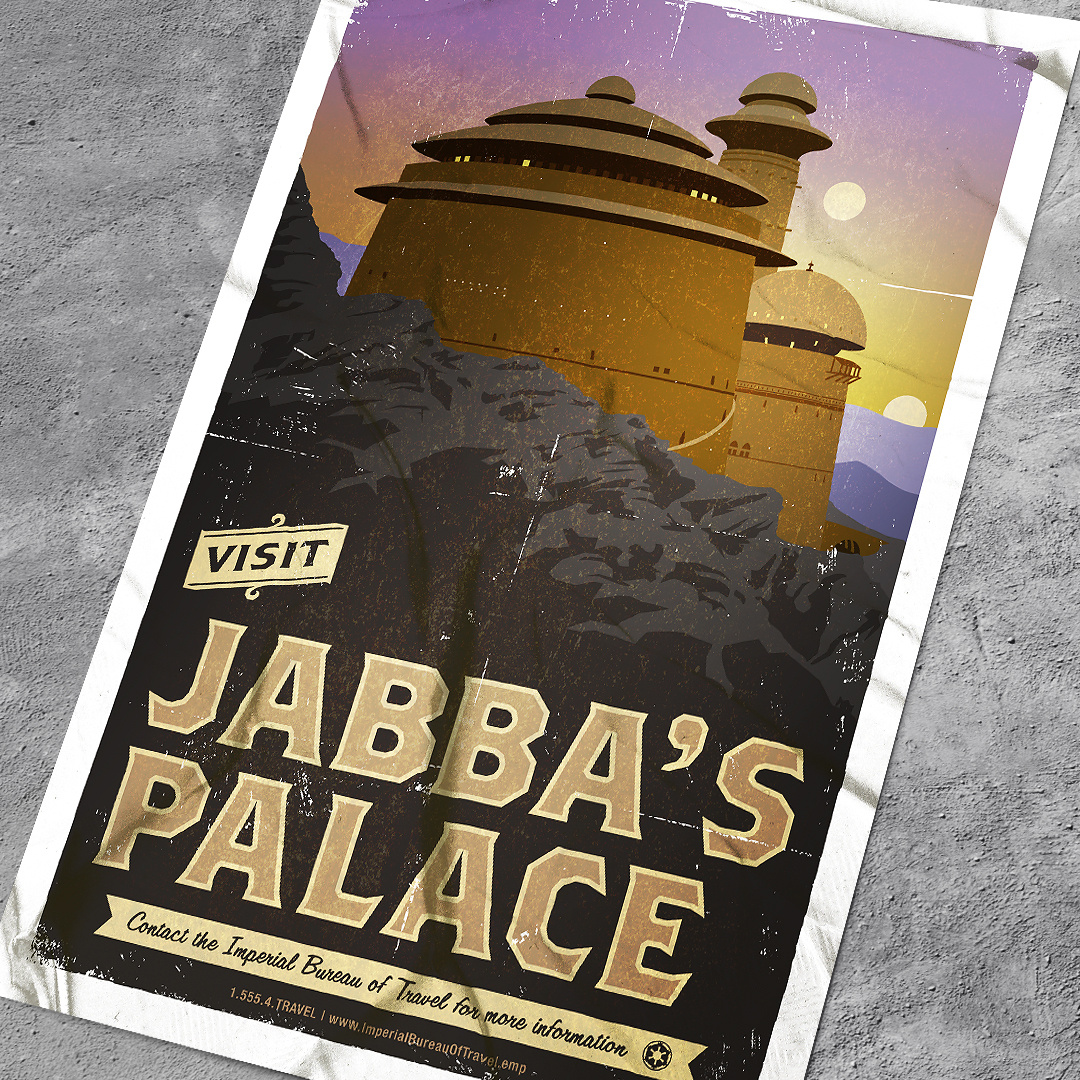 Jabba's Palace travel poster illustration jabbas palace star wars travel poster vector