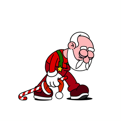 Tired Santa walk cycle animation cartoon character christmas illustration motion graphics newyear santa claus vector