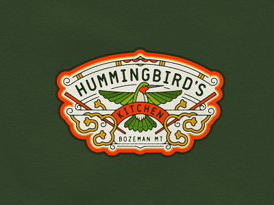 Hummingbird's Kitchen badge bozeman chef chinese chopsticks hummingbird kitchen logo
