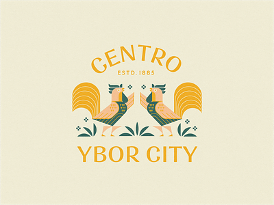 Centro Ybor City 🐓🌴🎉 animal bird florida geometric retro rooster symmetry tampa typography vintage ybor