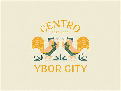 Centro Ybor City 🐓🌴🎉 animal bird florida geometric retro rooster symmetry tampa typography vintage ybor