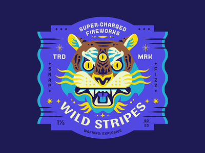 Wild Stripes 🐯🎆 animal badge fireworks holiday illustration mascot tiger