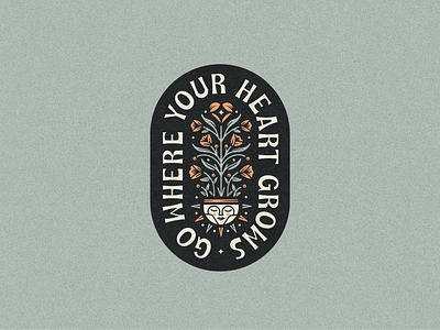 Go Where Your Heart Grows 🪴 2024 badge distressed growth heart illustration mindset plant retro sun typography vintage