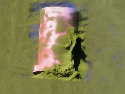 scattering can green pink powder