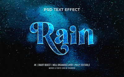 Creative PSD Rain 3D Editable Text Effects Style Template 3d editable text effect 3d text 3d text effect branding design effects illustration logo rain rain effect rain text effect typography ui