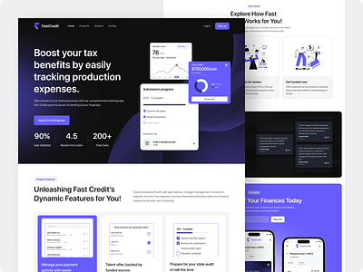 FastCredit - Finance Landing Page bank banking app debit card digital bank finance finance analysis finance app finance bank finance component finance website fintech funding investment landing page money money tracking payment tax credit transaction