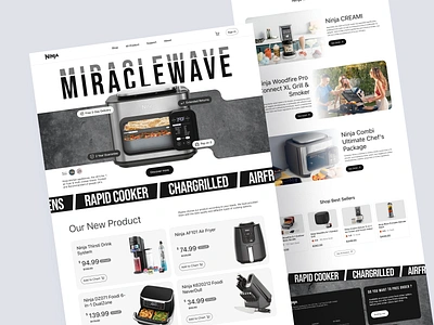 NINJA - Air Fryer & Multi-cooker Landing Page air amazon cooker ecommerce fryer kitchen landing microwave ninja online page product shop showcase ui website