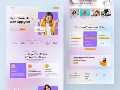 Applyfier - Landing Page for Hiring Talent 2024 blog desktop figma footer heading hiring talent hrd job landing page pricing ui ux vibrant web