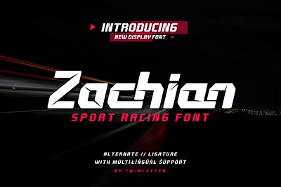 Zachian - Sport Racing Font athletics club fancy film font football future logotype motor movie racing ride running soccer speed strong super tech track wheel