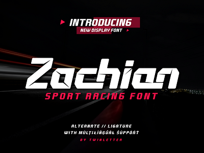 Zachian - Sport Racing Font athletics club fancy film font football future logotype motor movie racing ride running soccer speed strong super tech track wheel