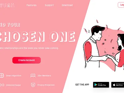 Daily UI #003 - Landing Page dailyui datingapp homepage landingpage ui ux web