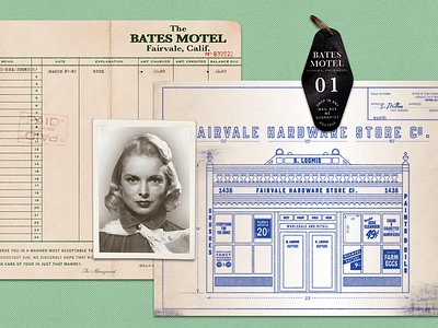 Vintage Motel 1950s 1960s bates motel branding halloween hotel hotel branding los angeles motel motel branding prop design receipt retro vintage vintage branding vintage design vintage hotel vintage keychain vintage motel wes anderson