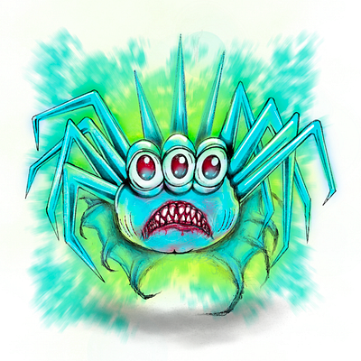 Threeeyed Creature of the Deep graphic illustration