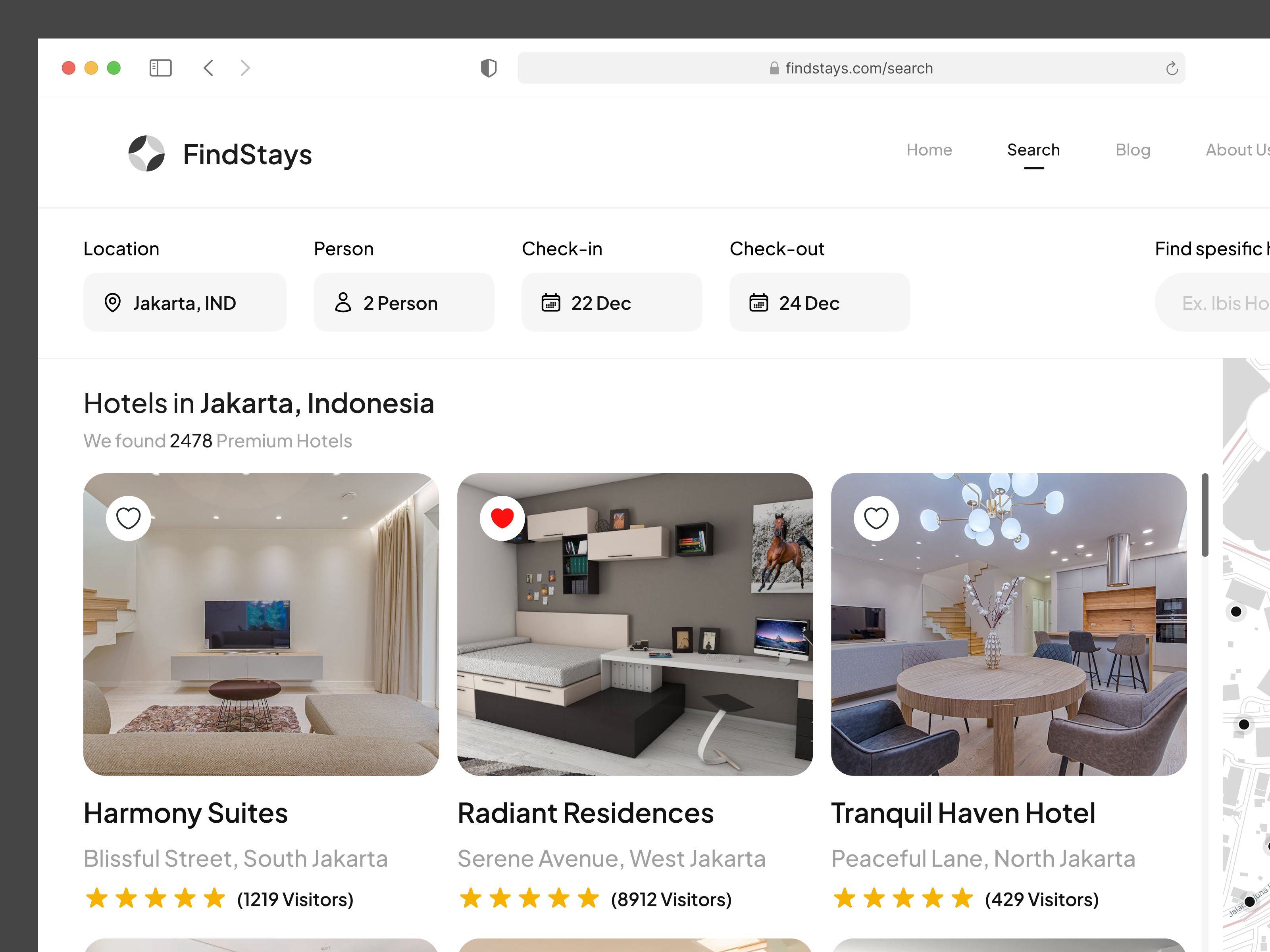 Hotel Booking Website booking booking app booking website cards design filter hotel hotel booking hotel website maps product design rating search search page ui ui design uiux web app web design website