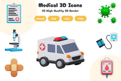 Medical 3D Icons Set 3d 3d artwork 3d icon 3d illustration app blender blender 3d branding design element icon illustration render ui web