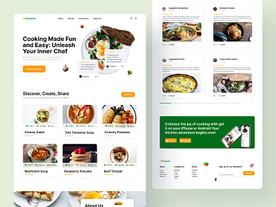 Recipedia - Landing Page for Recipe cookbook cooking cooking app desktop figma food food app food prep ingredients landing page recipe ui web