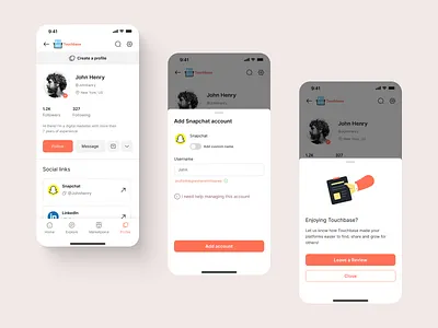 Social Links Sharing App app app design app ui bottom sheet design layout mobile app mobile app design product design profile social social app social links ui ui design ui ux ui ux design user interface ux design