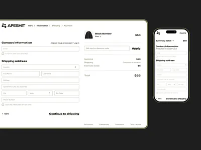 Apeshit Cart adventure branding cart checkout clothing design e commerce interface marketplace minimal online shop online store outdoor payment shopping ui ux web design website website design