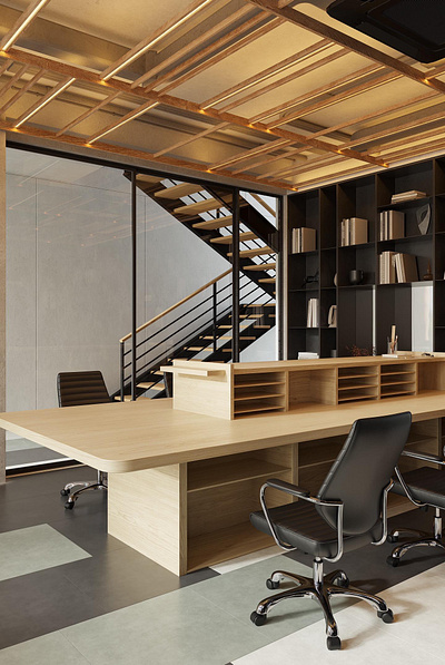 3D commercial renderings of sandal wood office