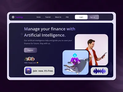 Fintech website Header Design 3d best color design fintech fintech website gradient header design landing page design ui ux website design website header design