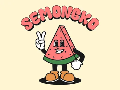Watermelon Retro Mascot Design brand character fruit graphic design logo mascot retro vintage watermelon