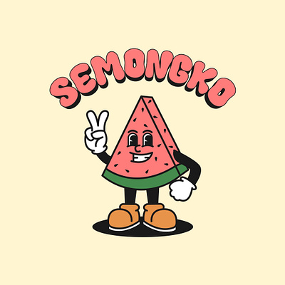 Watermelon Retro Mascot Design brand character fruit graphic design logo mascot retro vintage watermelon