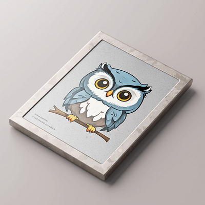 Blue Owl Perches animal branding chibiillustration cuteillustration design gift graphic illustration maskot merchandise pastel souvenirs stickers