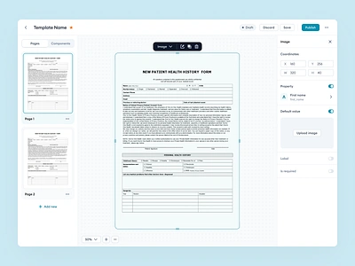 Graphium - Template Editor canvas components dashboard design desktop docs editor flow interface page settings sidebar template templates ui user interface ux view