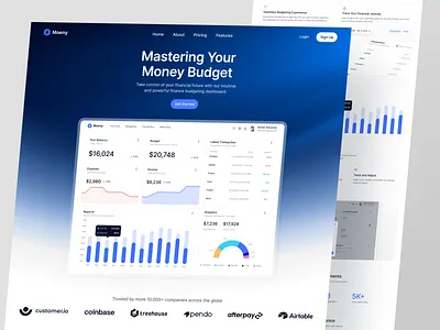 Moeny - Finance Landing Page bank budgeting budgeting landing page business clean finance finance landing page finance web finance website financial minimal modern money money management ui ui design ux web web design website