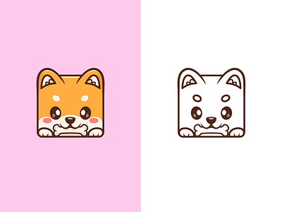 Shiba Inu Dog Logo🐶 animals bone cheeks cute dog eating face feed food icon illustration japan logo lucky dog mascot pet shape shiba inu sketch square