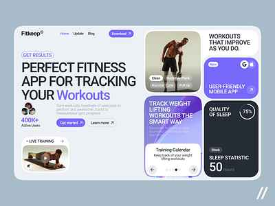 Fitness Tracker Web App branding design fitness app interface landing logo purrweb sport ui ux vfx web app web design web ui workout