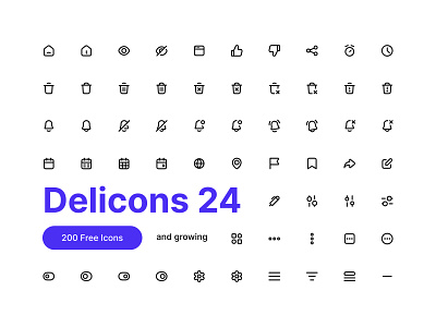 Delicons 24 - Free Icon Pack app download figma free icons illustrator modern ui web