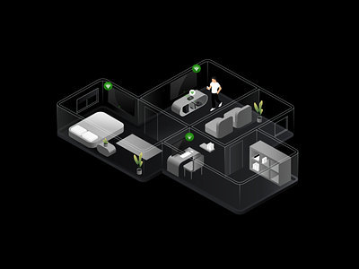 Beam - Illustration 3d apartment computers connection design device devices floor flow hdmi house illustration interface isometric plan ui ux