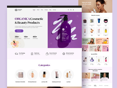 Cosmetic Products Website Design💅🧴 beauty products branding cosmetic shop cosmeticproduct cosmetics ecommerce website graphic design landing page logo skincareproduct web design website