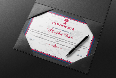 Elegant certificate template design pink and light blue color graduation