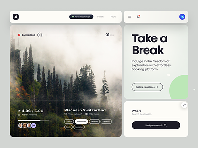 Roam – Travel UI Components clean components figma hero header minimal photography roam tag travel travel shopping typography ui ui components ui design ui kit user interface ux ux design web design website