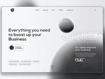 Unex Landing Page Design boost your business businesstech design showcase digital experience graphic design landing page mordern design ui uiux unrx visual impact web design