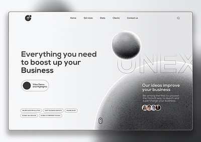 Unex Landing Page Design boost your business businesstech design showcase digital experience graphic design landing page mordern design ui uiux unrx visual impact web design